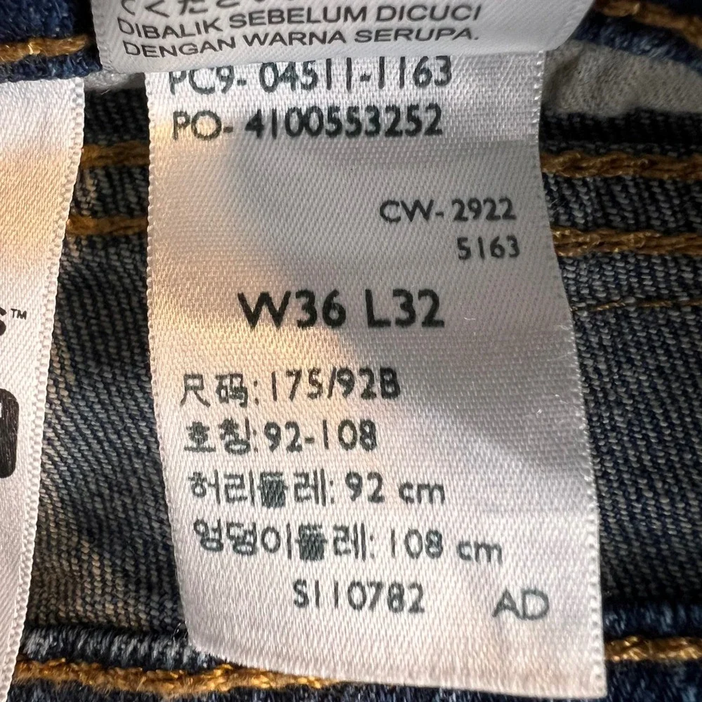 Levis 511 Slim Fit Jeans Mens 36x32 Medium Wash Blue Denim Pants 04511-1163